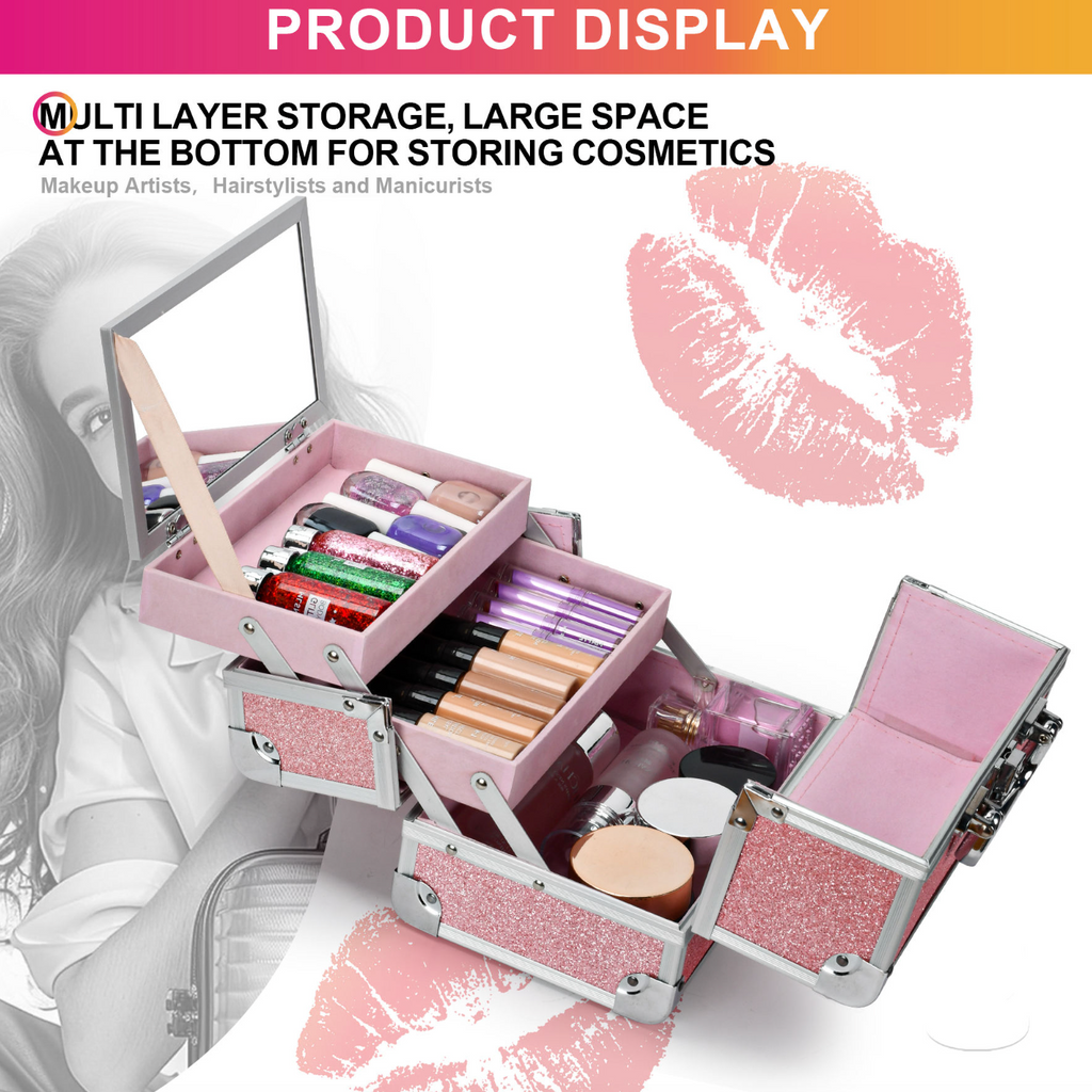 Portable Lockable Cosmetic Storage Case – Elegant Makeup & Beauty Organizer