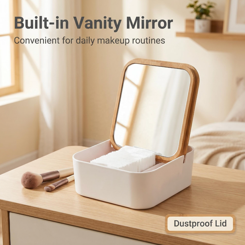 Natural Bamboo Makeup & Bathroom Drawer Organizer – Elegant Vanity & Beauty Storage