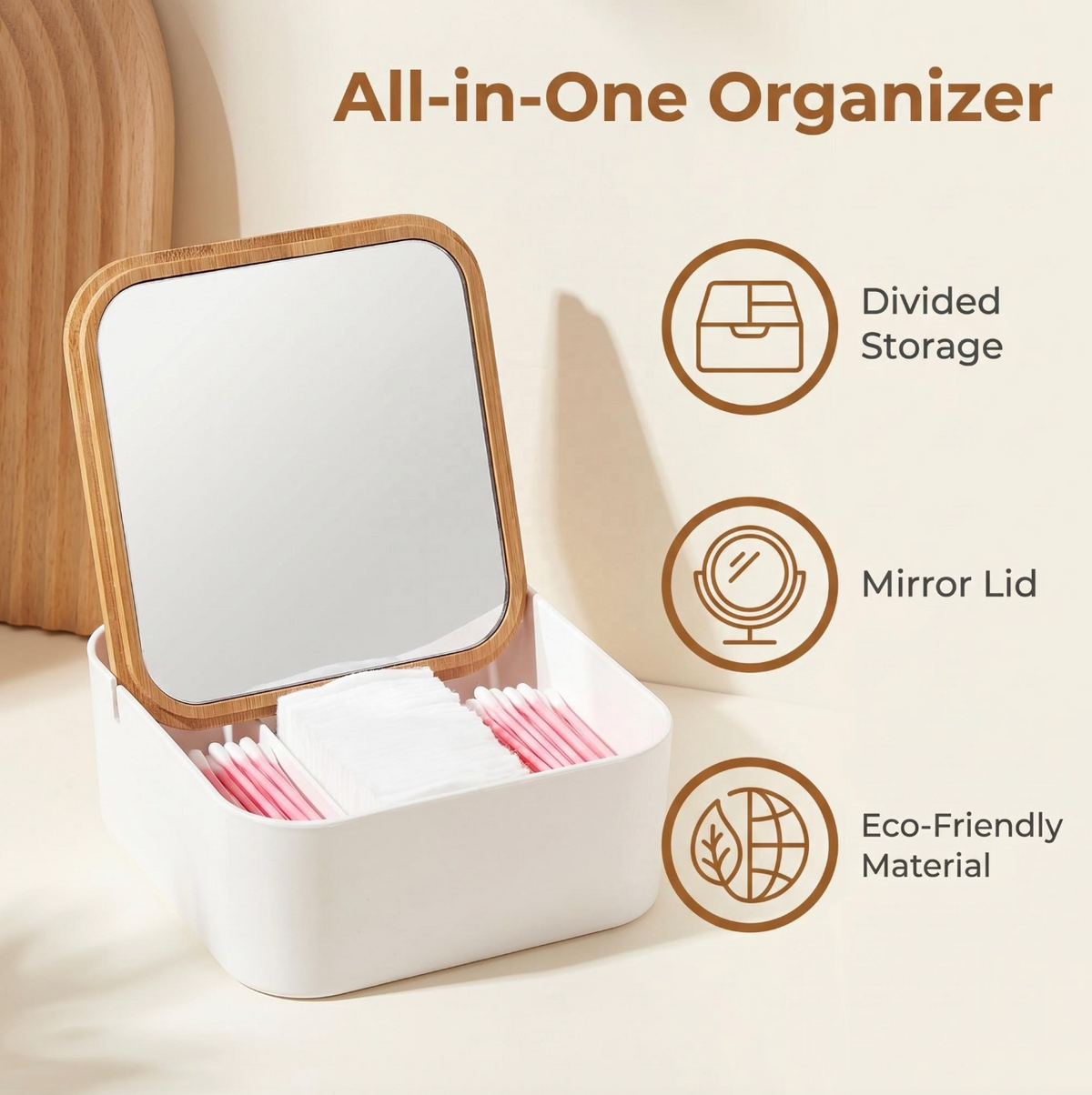 Natural Bamboo Makeup & Bathroom Drawer Organizer – Elegant Vanity & Beauty Storage